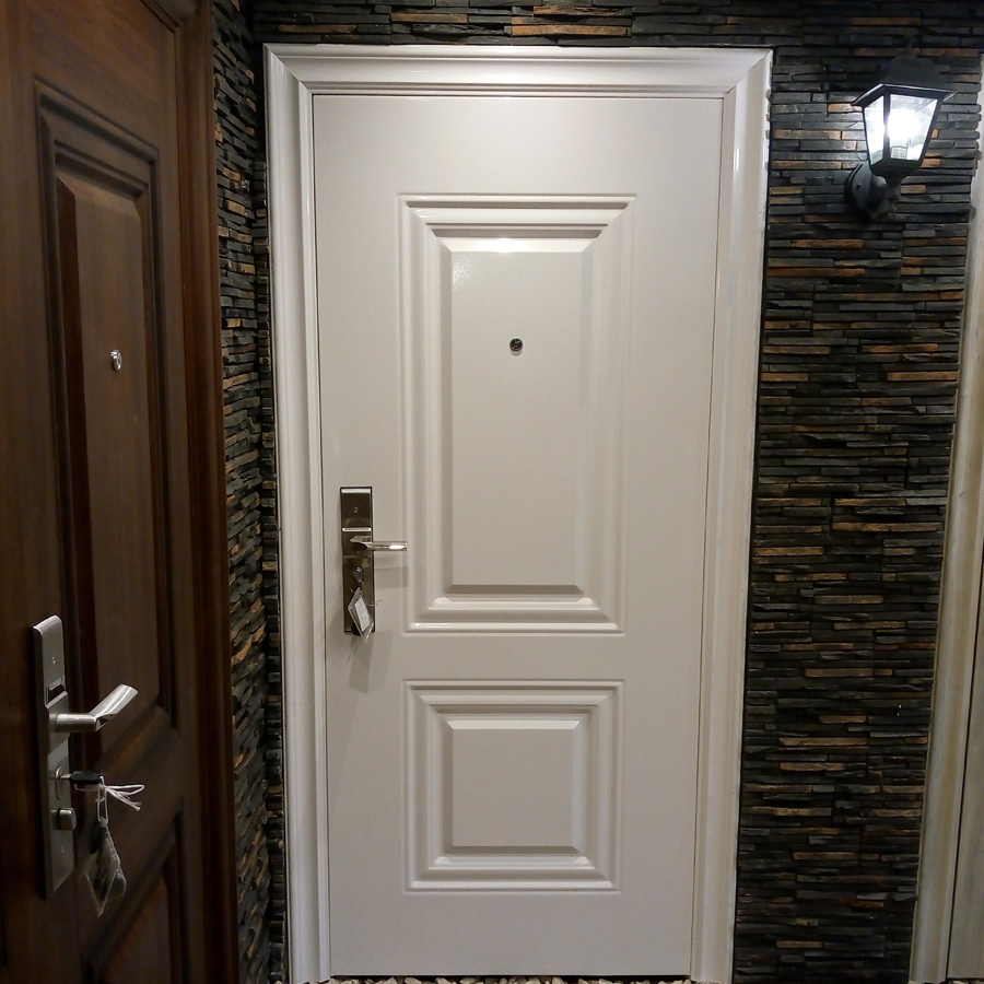 Puerta de seguridad Multianclaje color blanco lisa 2050x960x70 mm